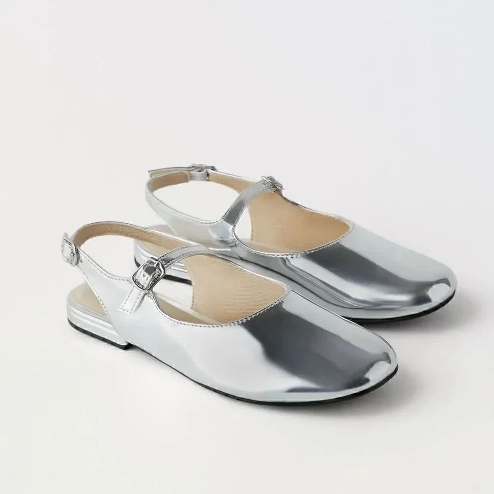 ZARA MIRRORED FLAT SLINGBACKS
